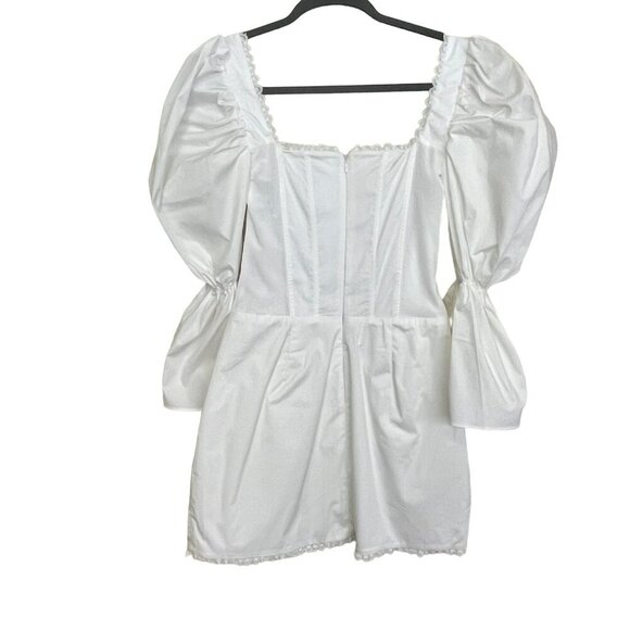 House of CB White Corset Mini Dress Puff Sleeve Coquette Wedding Sz Small NWOT - Picture 8 of 11
